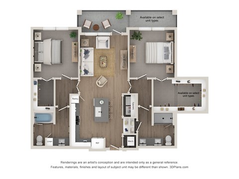A floor plan of a house with a kitchen, living room, and two bedrooms.